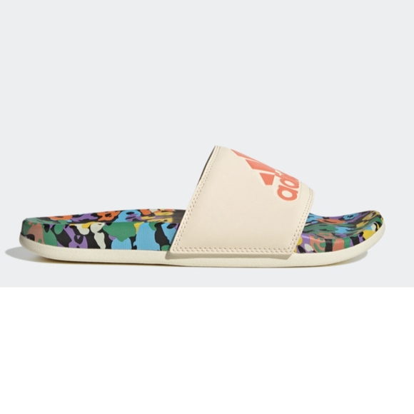 NIB FARM Rio Slide Sandals Adidas Collab Multicolor Abstract Print Womens Size 7 - Picture 11 of 11
